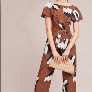 Anthropologie Eva Franco Graphic Floral Jumpsuit Size 12